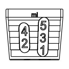 Pohár 5 ml s mierkou 1-2-3-4-5 ml a 1.25-2.5 ml