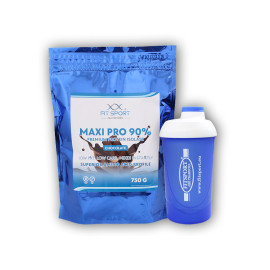 Maxi Pro 90% 750g + Fitsport Shaker - kokosová biela čokoláda