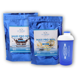 2x Maxi Pro 90% 750g + Fitsport Shaker - slaný karamel