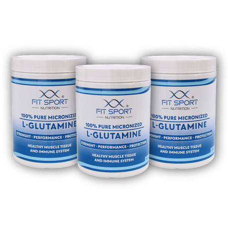 3x 100% čistý mikronizovaný L-glutamín 550g