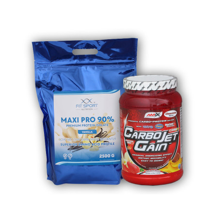 Maxi Pro 90% 2500g + Carbojet Gain 1000g - Slaný karamel - Banán