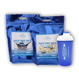 2x Maxi Pro 90% 2500g + Fitsport šejker - vanilkový