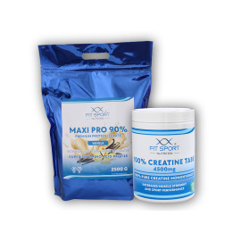 Maxi Pro 90% 2500g + 100% kreatínové tablety 4500mg 240 vegetariánskych tabliet - čokoláda