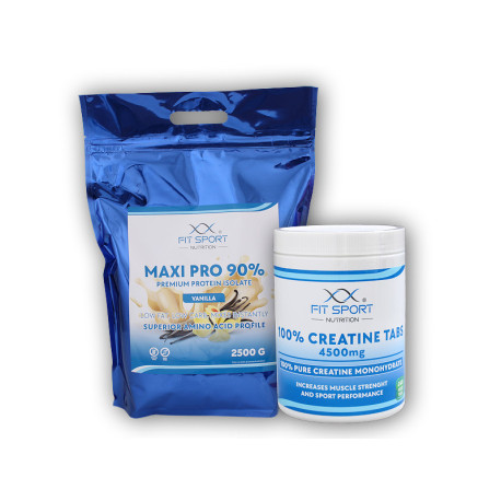 Maxi Pro 90% 2500g + 100% kreatínové tablety 4500mg 240 vegetariánskych tabliet - vanilka