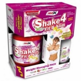 Shake 4 Fit&Slim 1000g BOX + present Carniline 480ml gratis - jahoda