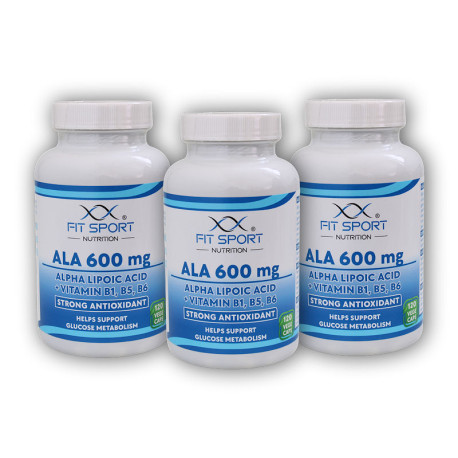 3x ALA 600mg alfa lipoovej kyseliny + vitamín B1,B5,B6 120 zeleninových kapsúľ