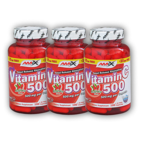 3x vitamín C 500mg + šípky 125 kapsúl