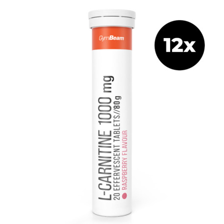 L-karnitín 1000 mg šumivý - GymBeam - malina - 12 x 20 tab