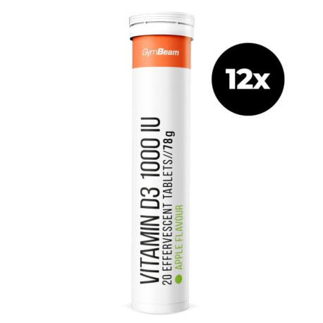 Šumivý Vitamín D3 1000 IU - GymBeam - zelené jablko - 12 x 20 tab