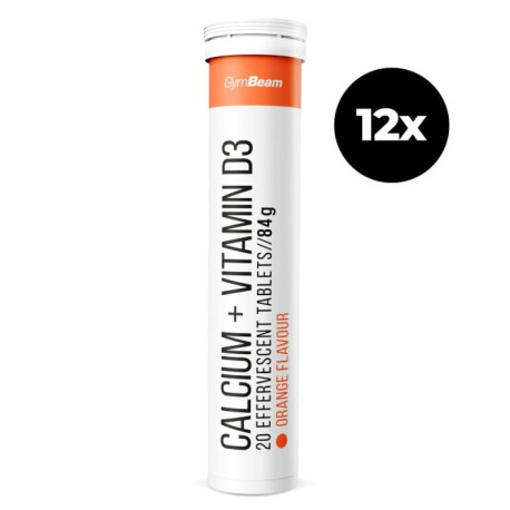 Vápnik + vitamín D3 šumivý - GymBeam - pomaranč - 12 x 20 tab