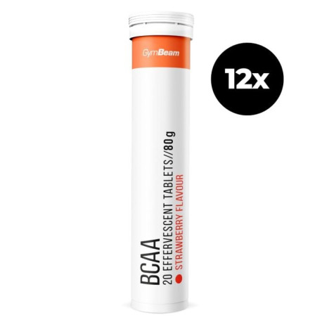 Šumivé BCAA - GymBeam - jahoda - 12 x 20 tab