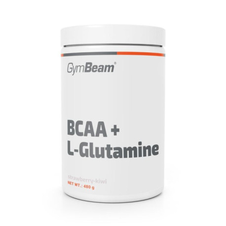 BCAA + L-glutamín – GymBeam - jahoda kiwi - 480 g
