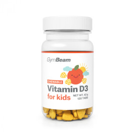 Vitamín D3, tablety na cmúľanie pre deti 400 IU - GymBeam - pomaranč - 120 tab.