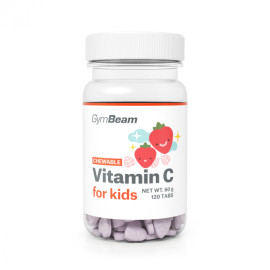 Vitamín C, tablety na cmúľanie pre deti - GymBeam - jahoda - 120 tab.