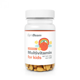 Multivitamín, tablety na cmúľanie pre deti - GymBeam - pomaranč - 120 tab.