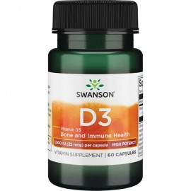 SWANSON Vitamín D-3 1000 IU - High Potency (25mcg) 60 Caps