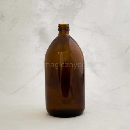 Hnedá sklenená fľaša - 1000 ml, vnútorný priemer 28 mm