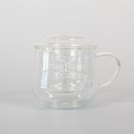 Sklenený hrnček Atos s lúhovačom