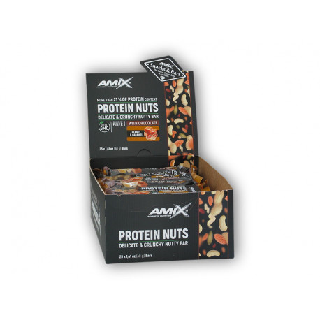 25x Proteínové orechy chrumkavé 40g MIX - arašidy a karamel