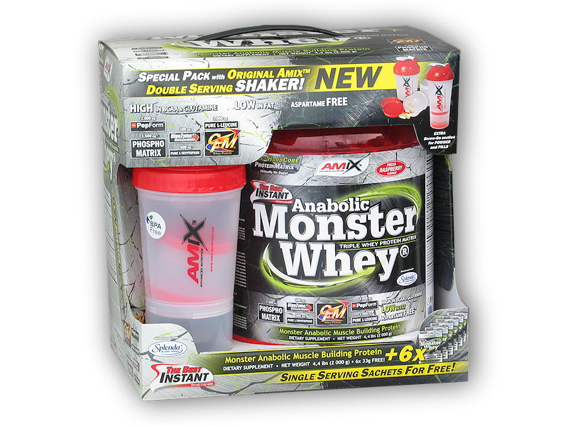 Anabolic monster whey 2200g + monster shaker - dvojitá čokoláda
